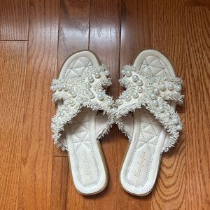 Women's Cream Pearl Embellished Sandals